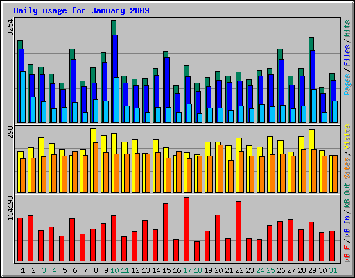 Daily usage for January 2009