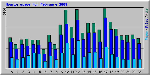 Hourly usage for February 2009